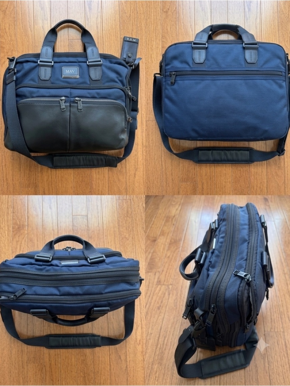 TUMI- Navy Blue Alpha Bravo Messenger Ballistic Nylon Briefcase/ Bag